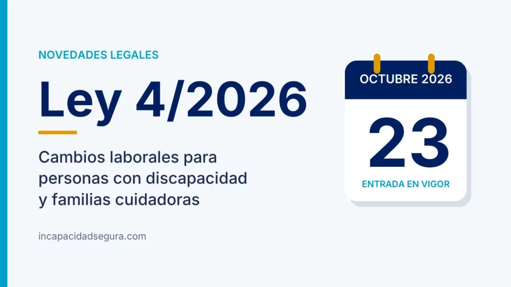 Ley 4/2026: novedades laborales para personas con discapacidad y familias cuidadoras, en vigor el 23 de octubre de 2026