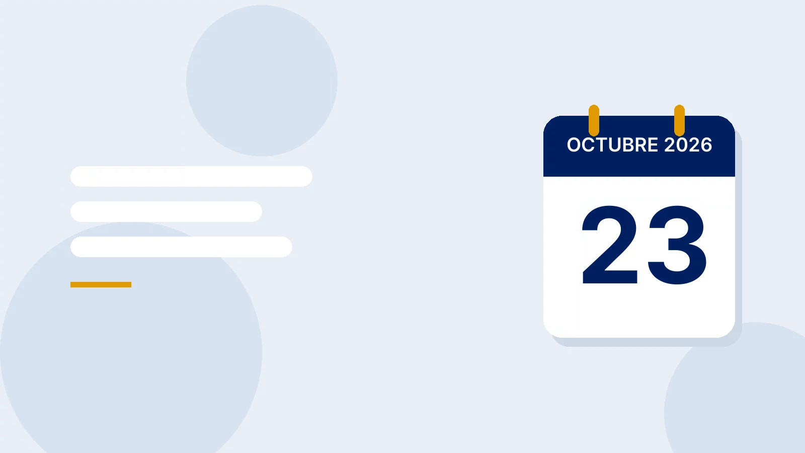 Calendario con la fecha de entrada en vigor de la Ley 4/2026, el 23 de octubre de 2026